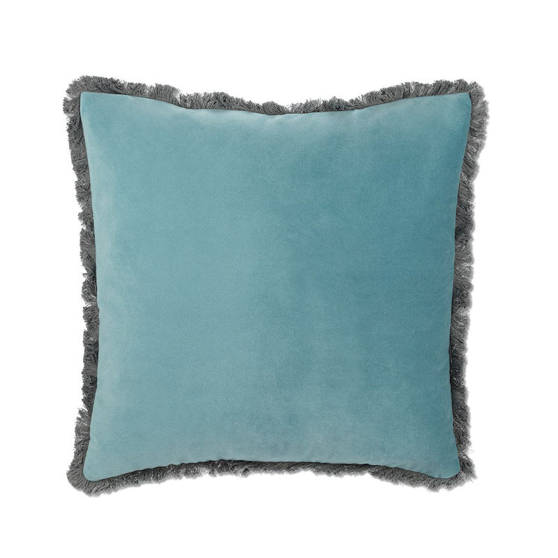 Housse de coussin carré en velours et insert, Aqua