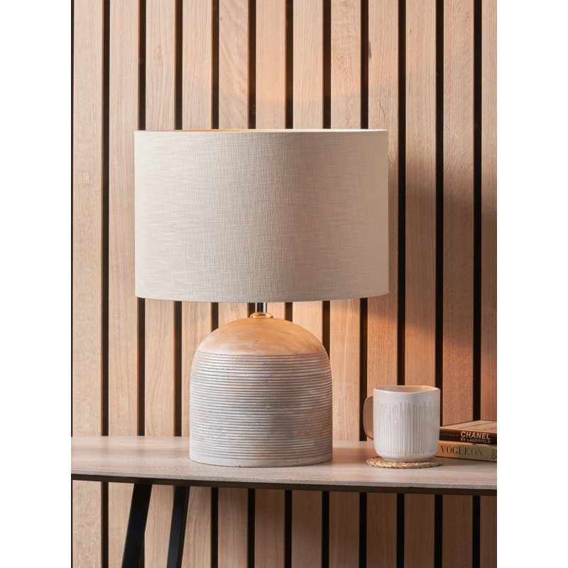 Wood Table Lamp, 19.29" H x 13.78" W x 13.78" D, Grey, Grey