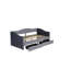 Lit de jour rembourré avec tiroirs de rangement, lit de jour simple en bois, avec ports USB et 2 tiroirs de rangement, sans sommier tapissier, gris
