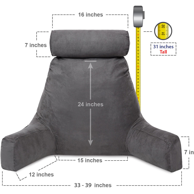 Bed Rest Pillow Cover & Insert, Iron Gray