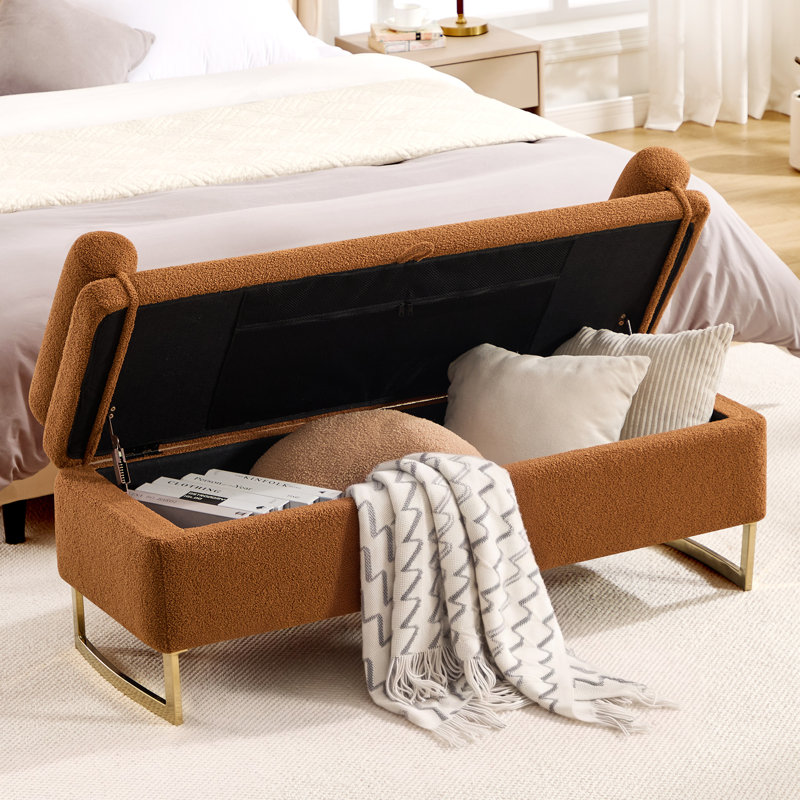Teddy Upholstered Bench, Orange