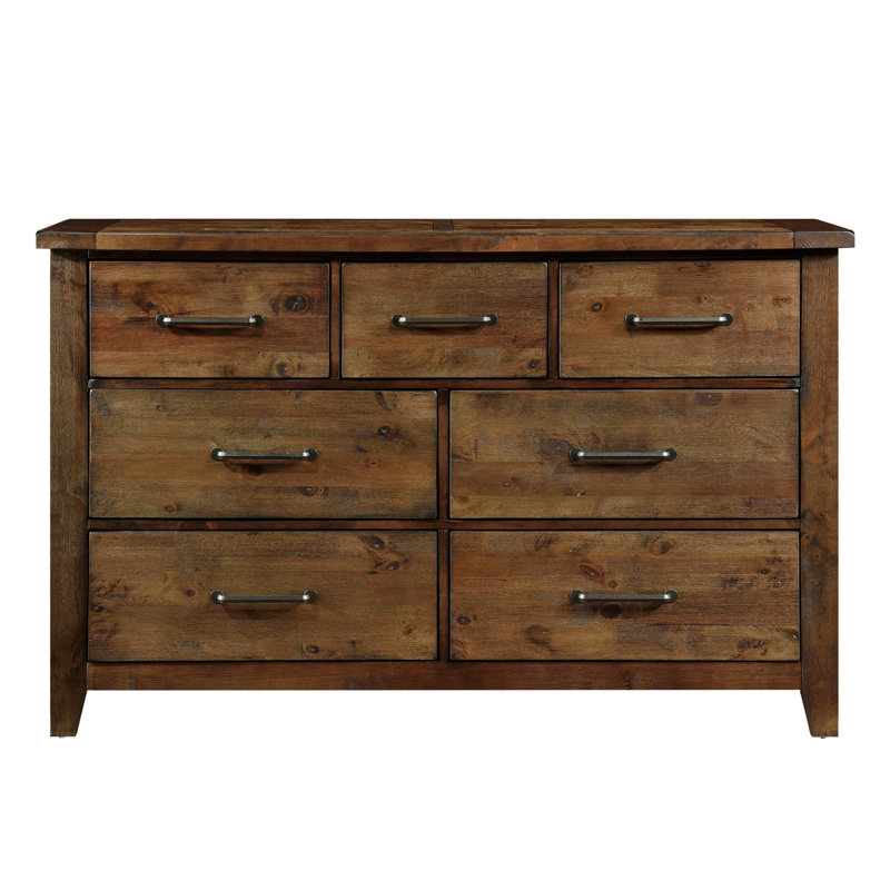 Commode en bois, 7 tiroirs de style transitionnel pour chambre à coucher