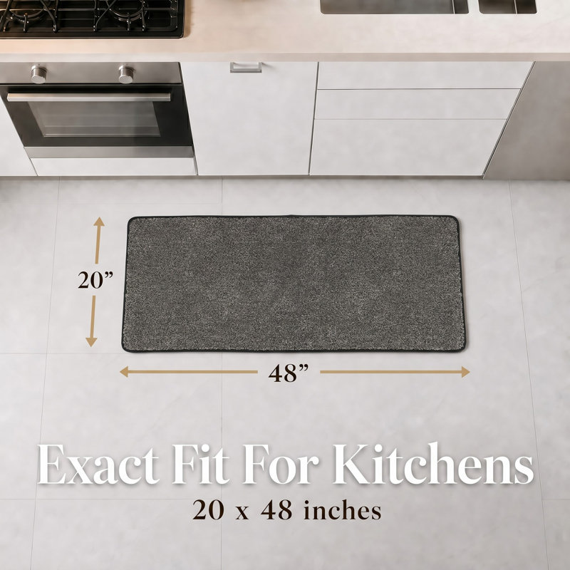Speckled Kitchen Mat - Ultra Absorbent, Super Soft Comfort, Rectangle 1'8" x 4', Black/White