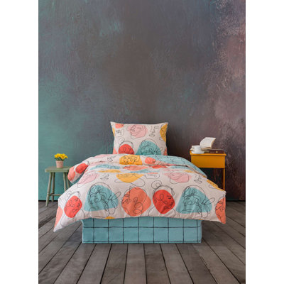 Premium Mint Single Quilt Cover Set, 100% Cotton Ranforce, Duvet Cover 63 x 87, Fitted Sheet 39 x 79 + 11.8, Pillowcase 20 x 28 | Machine Washable, Envelope & Button Closure, Soft & Durable