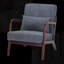 Chaise rembourrée en polyester de style Mid-Century avec structure en bois massif, gris froid-1926217752-1926217767