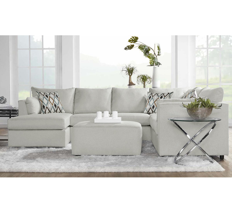 Canapé modulaire symétrique 3 pièces 13500/13550, Polyester Robin coquille d'œuf