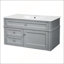 Meuble-lavabo mural 36 po, rangement flottant avec 2 tiroirs, tiroir basculant, lavabo en céramique, design moderne