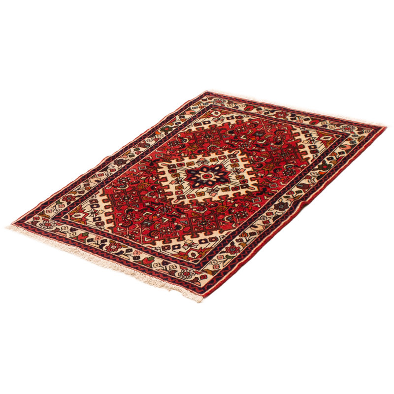 Tapis rouge en laine noué à la main 3 pi 5 po x 4 pi 9 po Andelz
