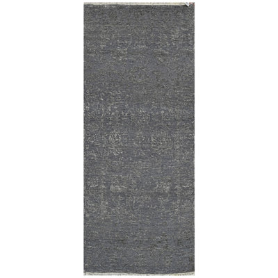 Hand Knotted Abstract Area Rug in Gray/Black