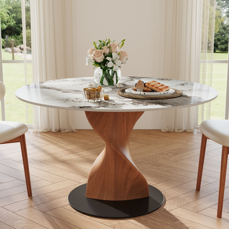 Table bistro Bistro, 29.53" H x 39" W x 39" D, Glossy Sand/Walnut
