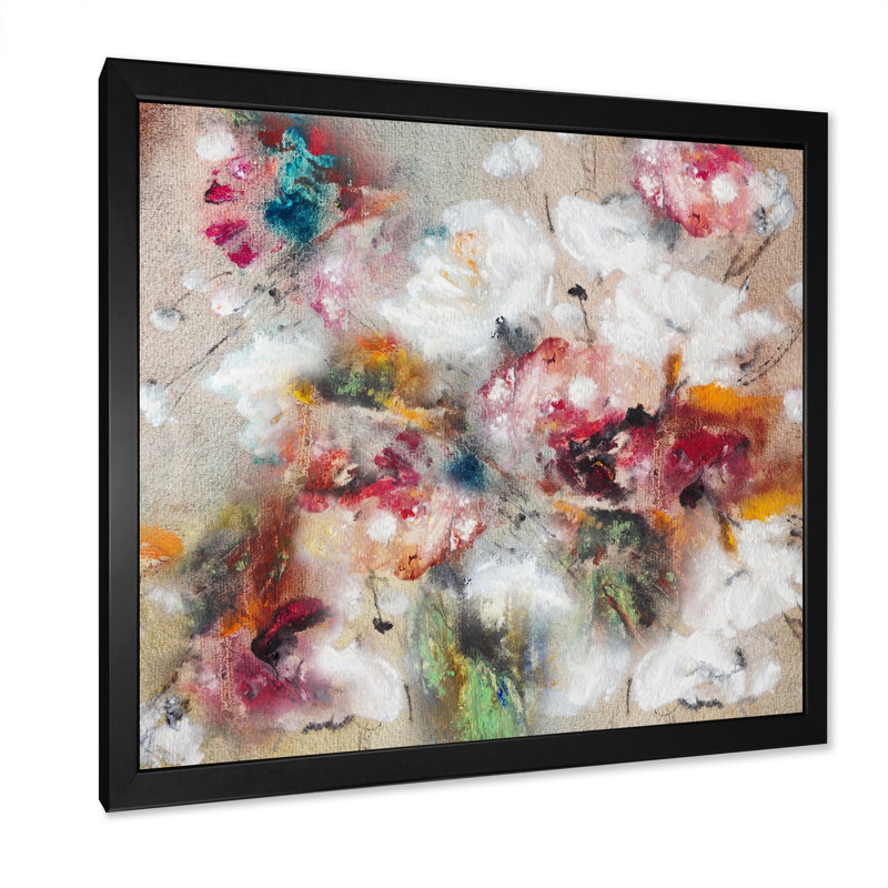 Bouquet romantique blanc et rouge, Cadre photo noir, H 16 po x l 16 po x P 1 po