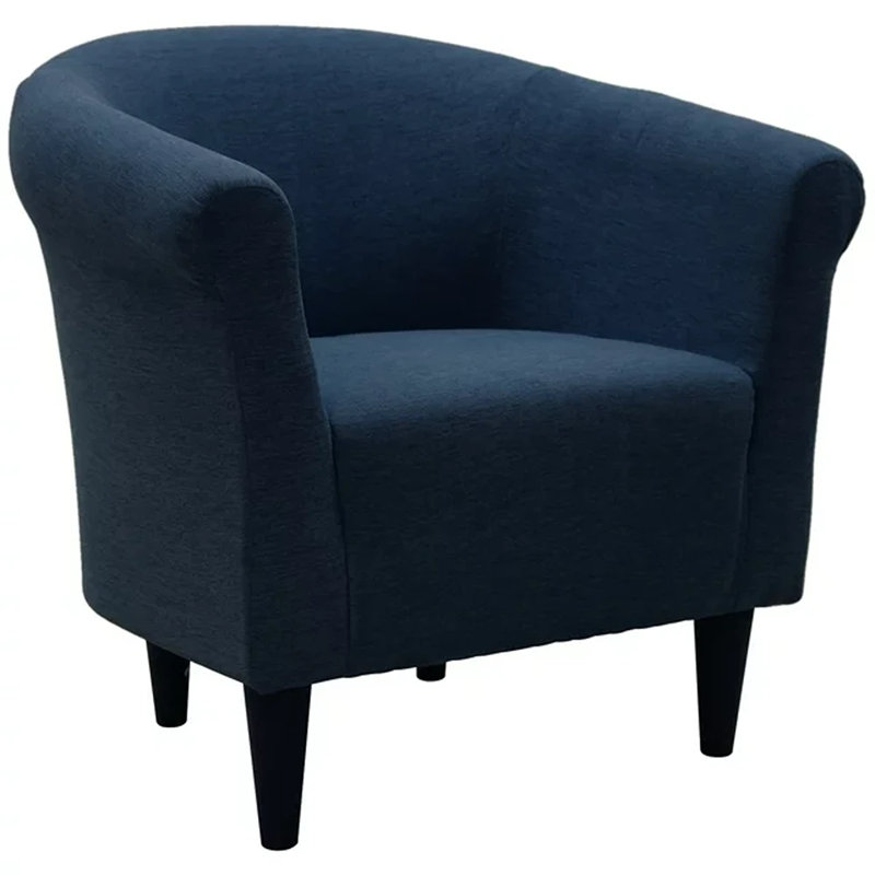 Liam Upholstered Barrel Chair, Toulan Sapphire Twill