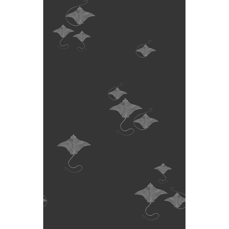 Bat Rays 33' L x 20.5" W  Wallpaper Roll, Black