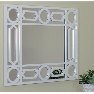 29.5" Framed Geometric Openwork Rectangular Wall Mirror