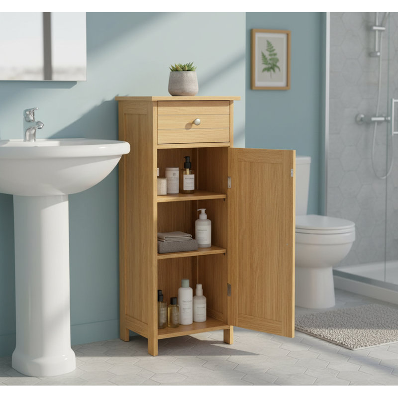Engineered Wood Bathroom Cabinet, Natural