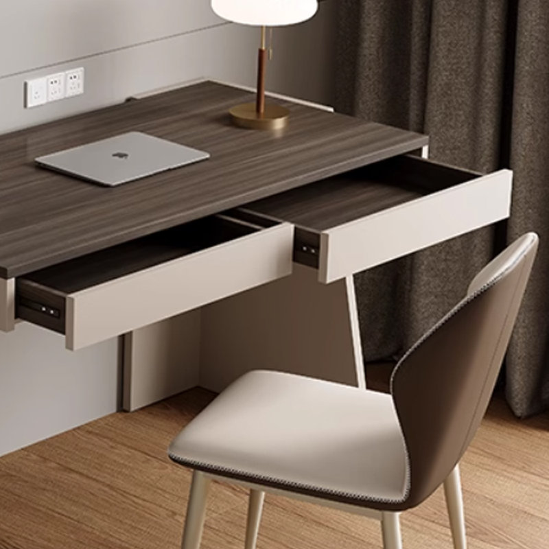 Bureau simple et moderne avec deux tiroirs et chaise, H 29,52 po x l 39,37 po x P 19,68 po, Tanné