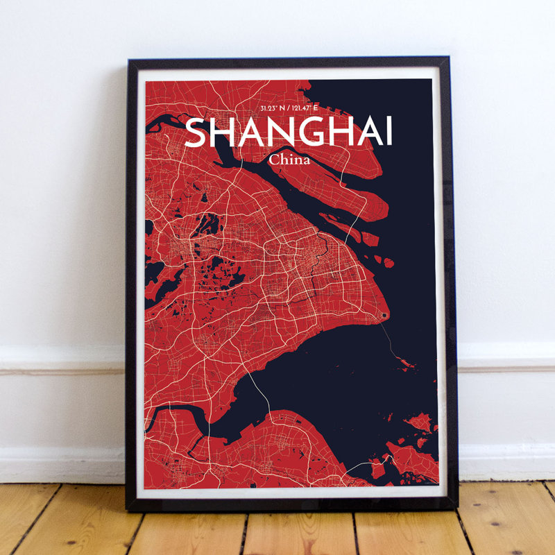 Shanghai City Map - No Frame Print, 43.2cm H x 27.9cm W x 0.13cm D
