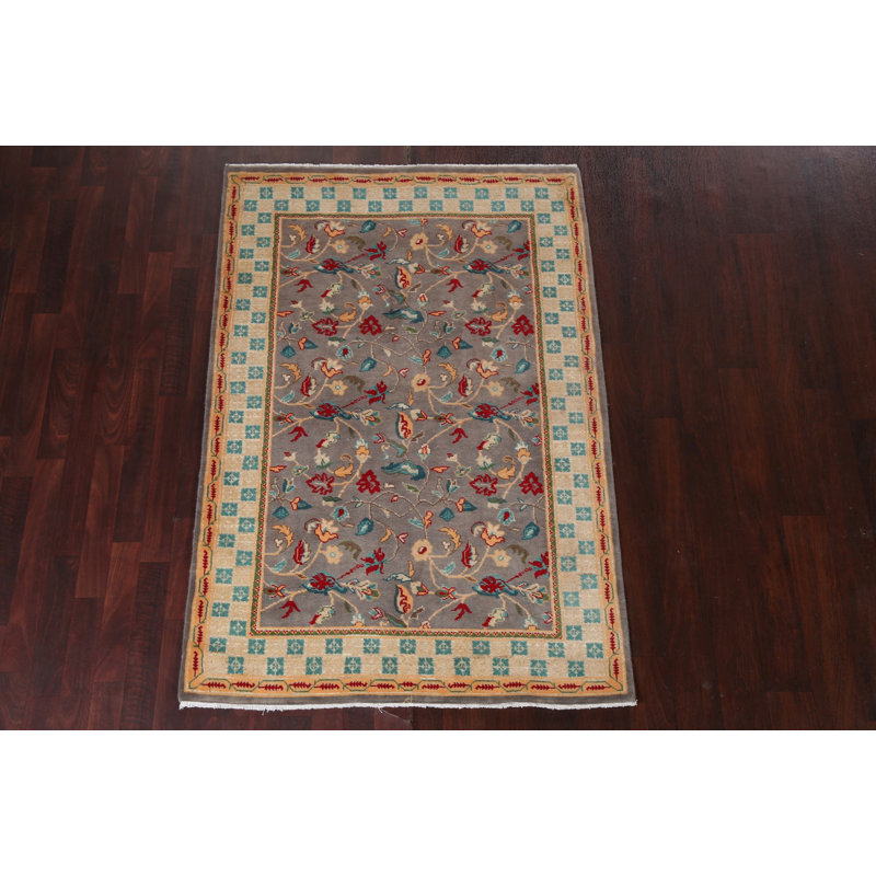 Tapis de couleur végétale Peshawar Chobi noué à la main 4 x 6