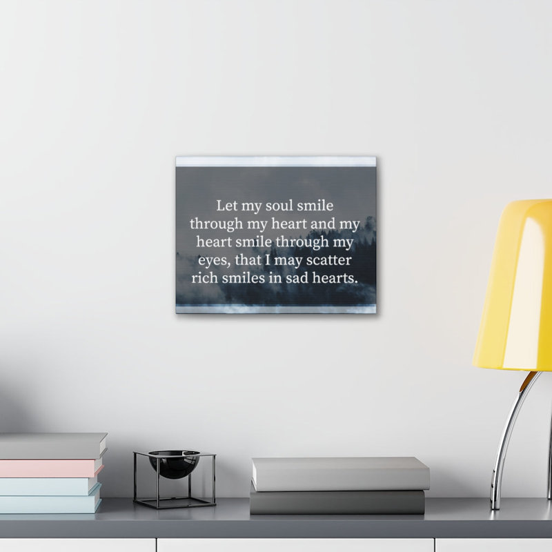 «Inspirational Let My Soul Smile Motivation», art textuel sur toile tendue, H 12 po x l 18 po x P 1,25 po