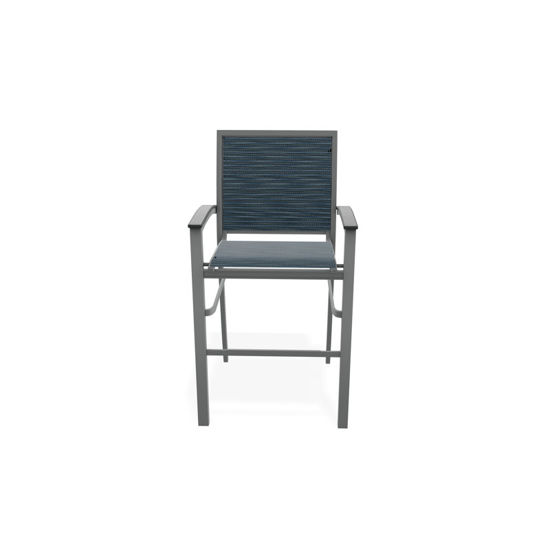 Bazza Aluminum Outdoor 30'' Bar Stool, Graphite, Nimbus Ocean