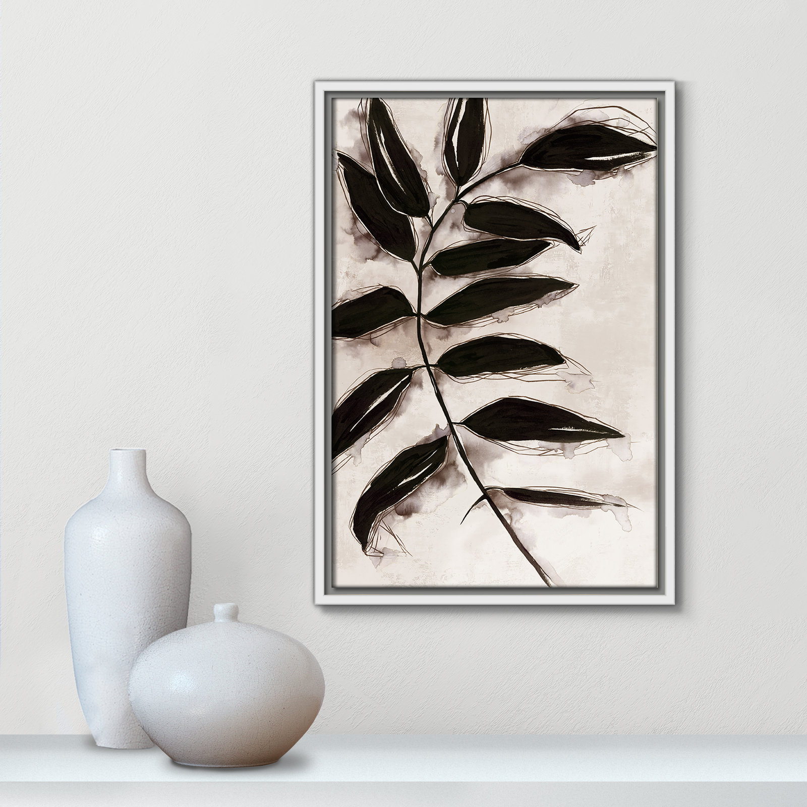 Leaves "Leaves II" Print, 19.5" H x 13.5" W x 2" D, White Framed