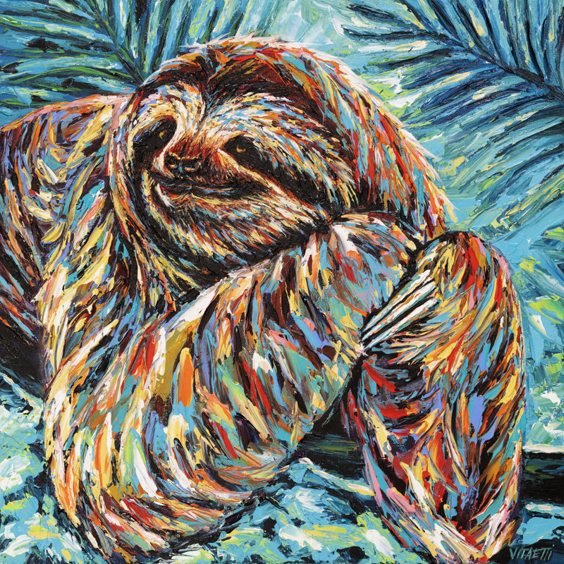 Sloth II by Carolee Vitaletti - Wrapped Canvas Painting, 30cm H x 30cm W