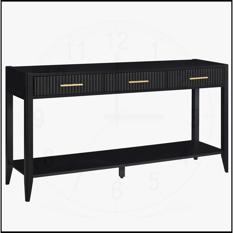 High-Quality Console Table with Vertical Stripe Drawers for Various Rooms, Black