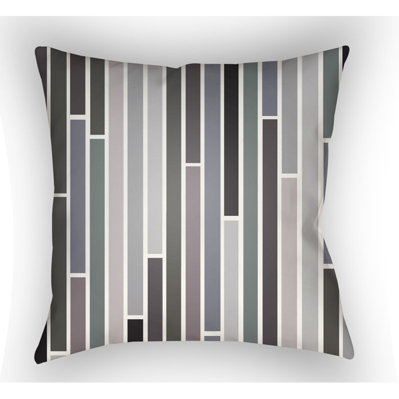 Moderne Striped Outdoor Throw Pillow, 18" H x 18" W x 4" D, Red/Orange
