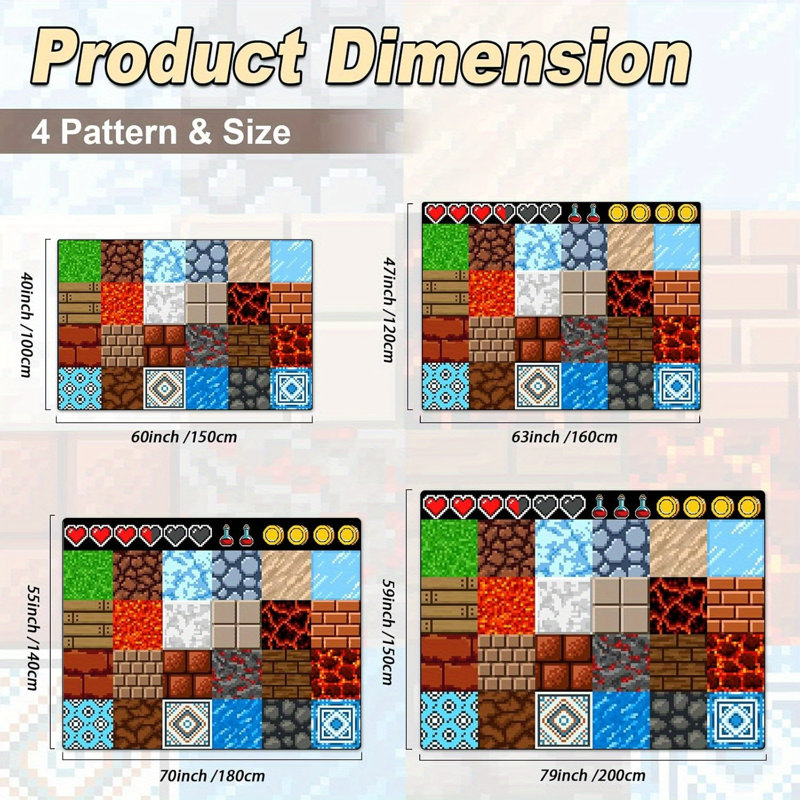 Tapis Pixel, Rectangle 4 pi 7 po x 5 pi 10 po