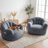 Oversized Tufted Bean Bag Chair with Side Pockets, Shed-Resistant Fabric & Shredded Memory Foam Lounger-415683070