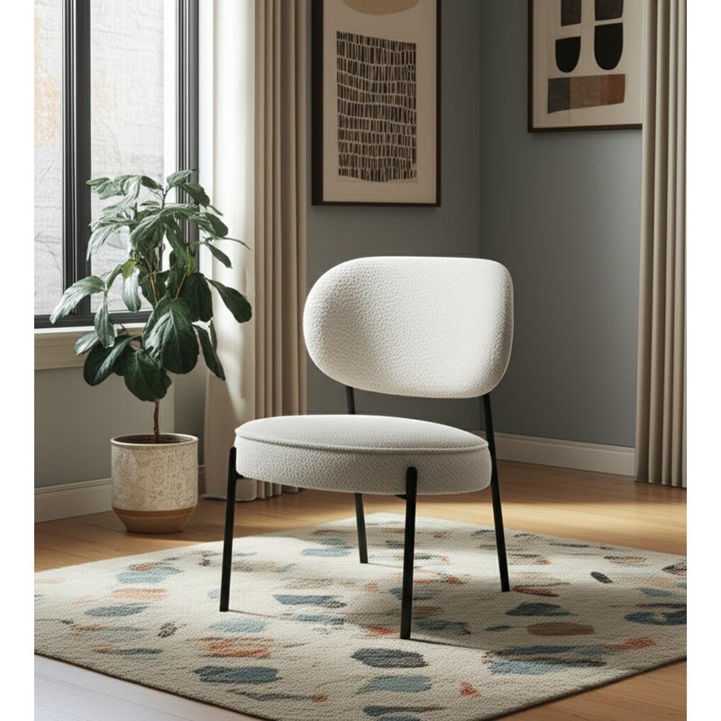  Cream Boucle Lounge Chair