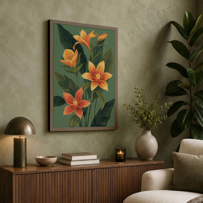 Golden Lilies Botanical - Wrapped Canvas
