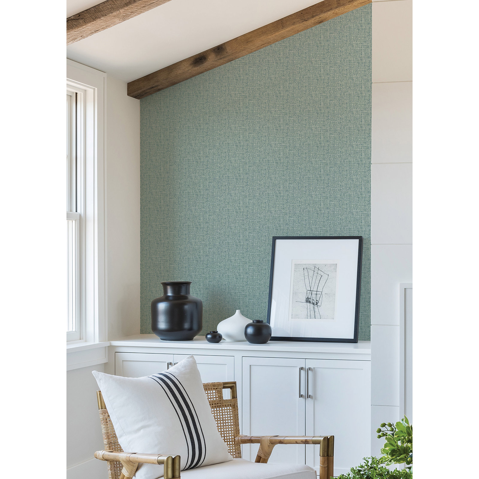 Rafi Plaid Wallpaper, Teal