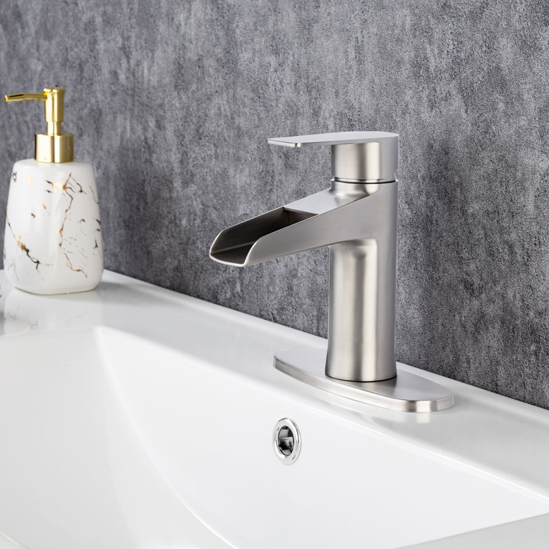 Single Hole Bathroom Faucet with Drain Assembly, Brushed Nickel