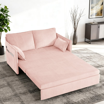 Modern 55" Convertible 3-in-1 Sleeper Sofa with Pull-Out and USB Port & Side Pocket
