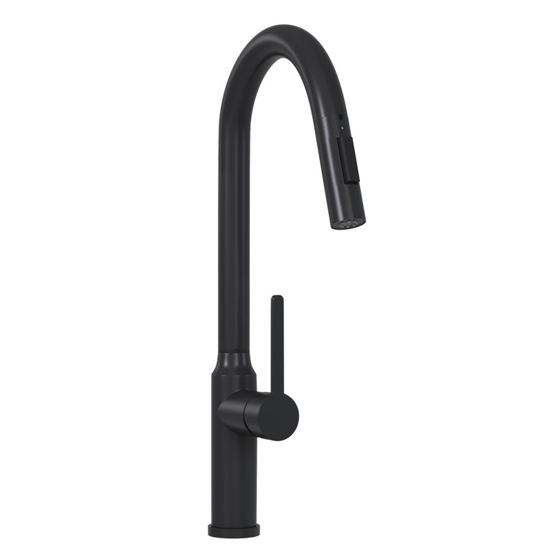 19.12" Pull-Down Kitchen Faucet With Abs Pull-Out Head - Matt Black Handle, Matt Black, 19.12" x 1.94"