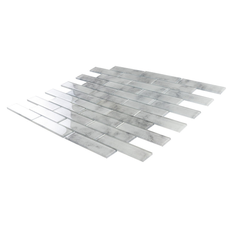2X8 Subway Glass Mosaic Tile, Mineral