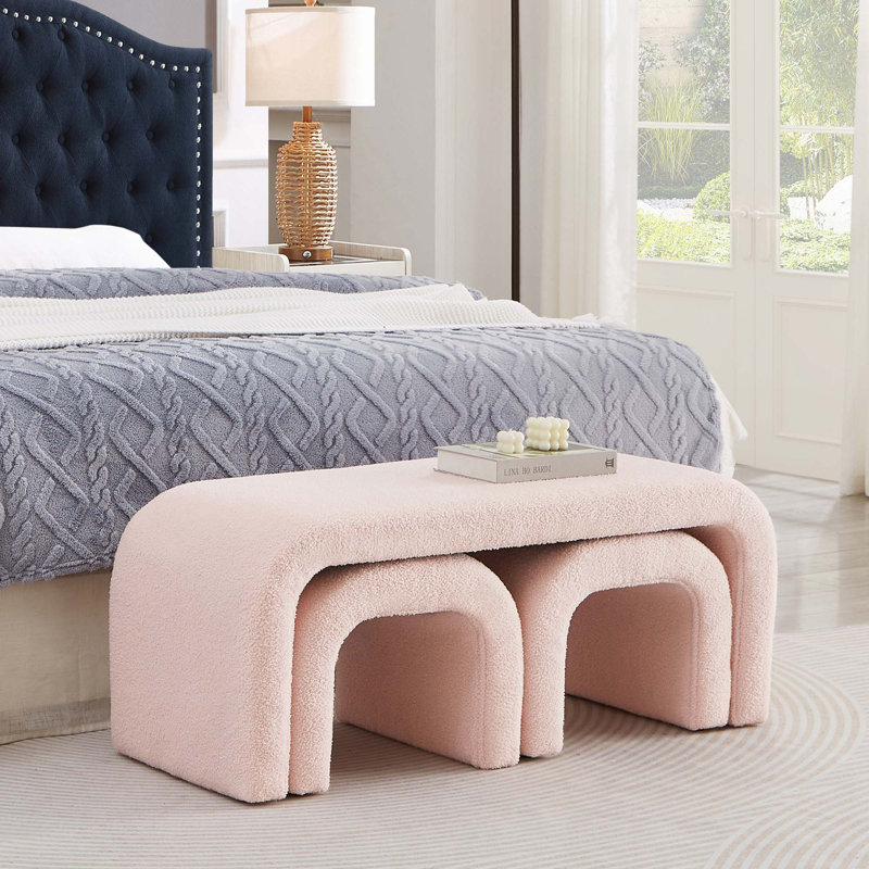 Banc 3 pièces en forme de U, Rose