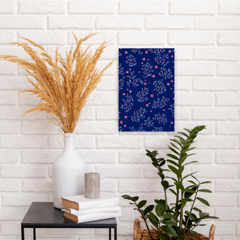 Festive Starry Foliage Whimsical Abstract Contemporary Nature Plant Wall Art Print 1 Piece Wrapped Canvas Wall Art