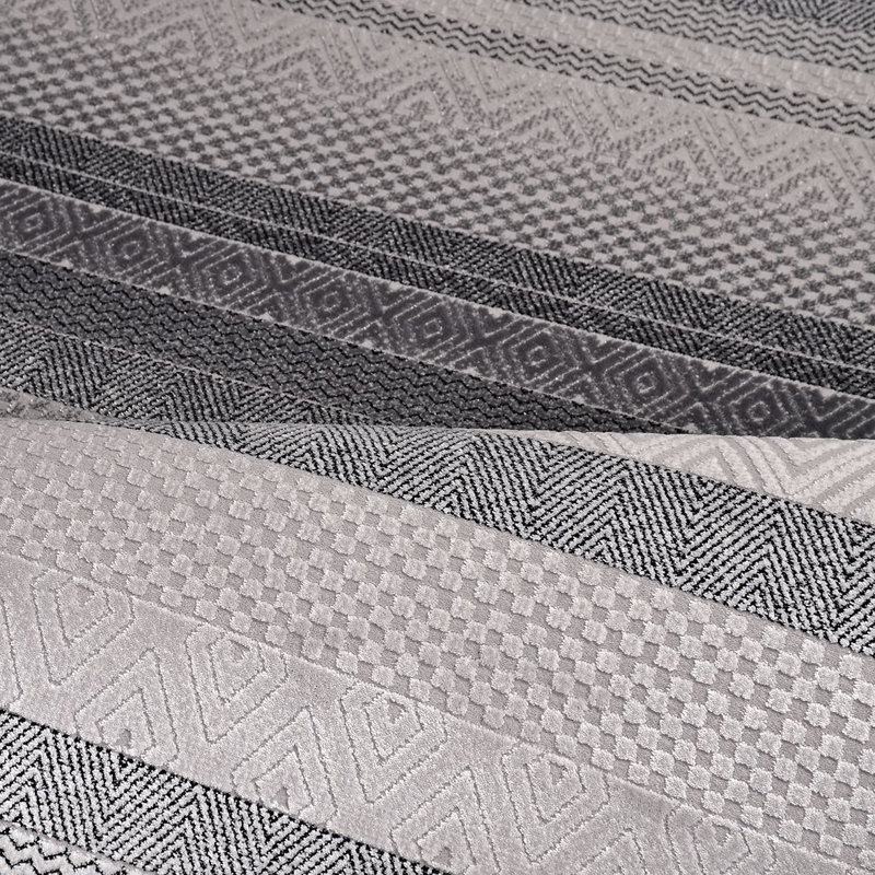 Modern/Abstract Gray Machine Washable Non-Slip Area Rug, Rectangle 4' x 5'11"
