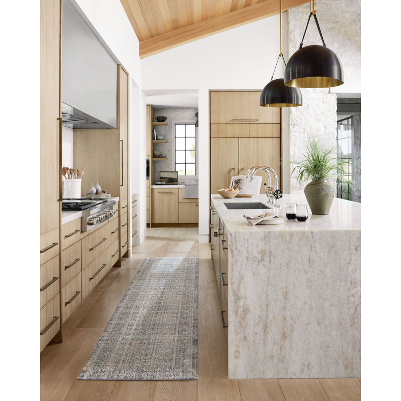 Sky and Stone Round Wool and Synthetic Area Rug
