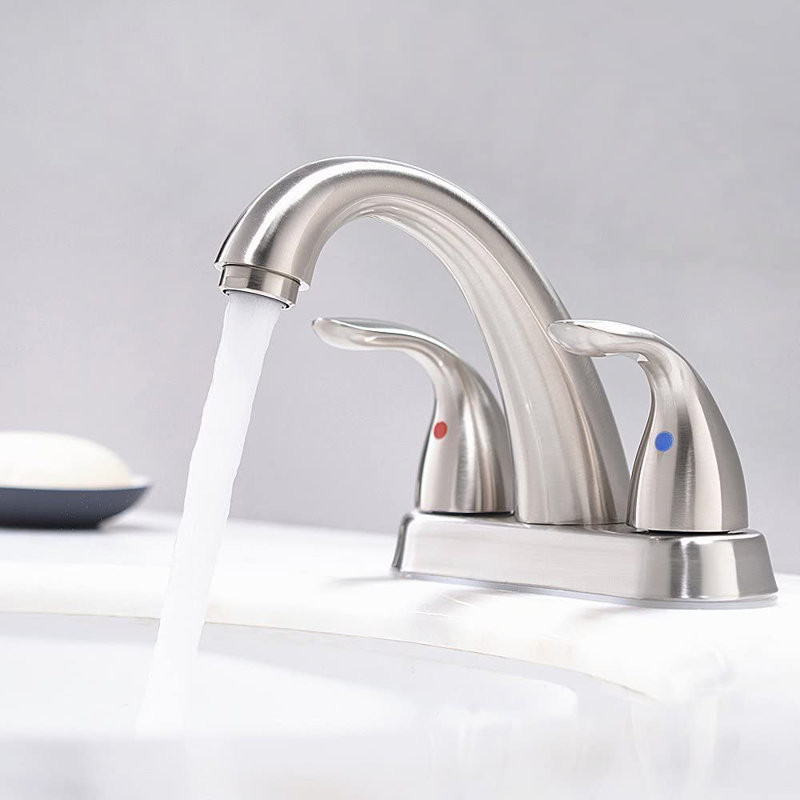 Centerset 2-handle Bathroom Faucet with Drain Assembly, Brushed Nickel