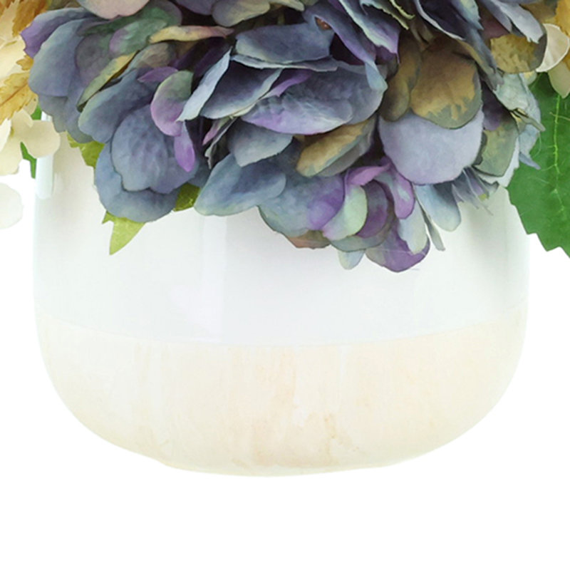 Fern and Hydrangea Arranged in Ceramic Pot