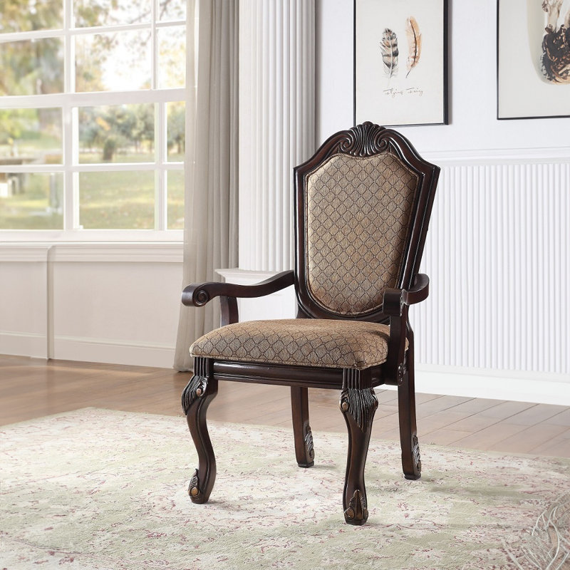 Chaise avec accoudoirs en tissu Elyanna, Espresso