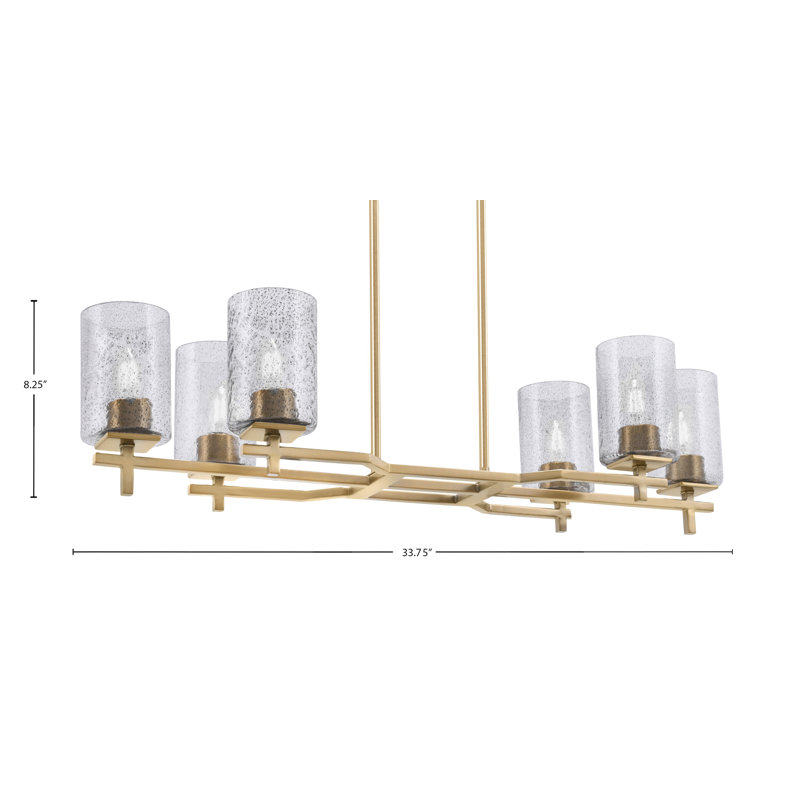 Luminaire pour îlot de cuisine 6 lumières Headland, Laiton