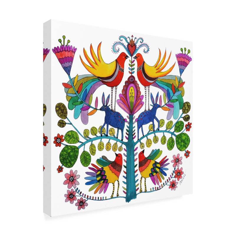 Art sur toile Sylvie Demers «Otomi Love», H 18 po x l 18 po x P 2 po