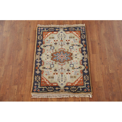 Geometric Traditional  Indian Wool Rug 2x3