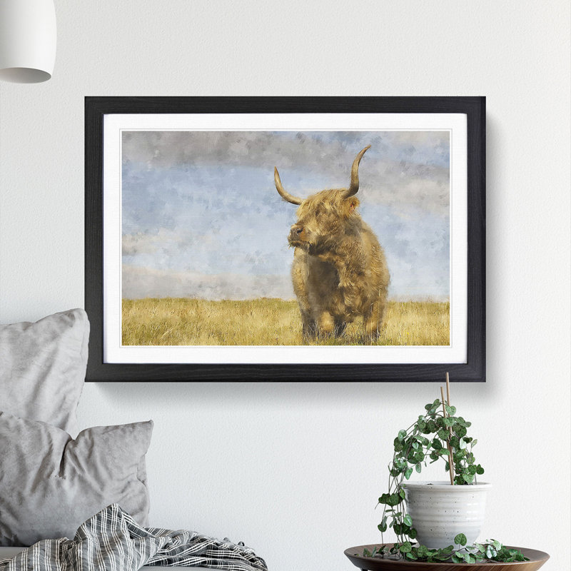 Highland Bull Cow Vol.1 - Framed Print, 36cm H x 48cm W x 2cm D, Black Framed