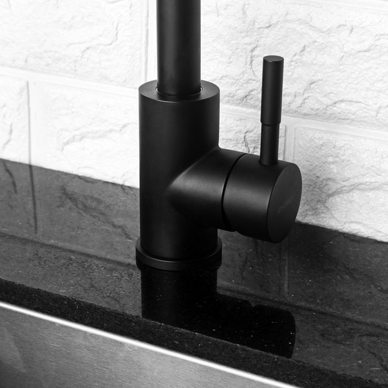 Matte Black Kitchen Sink Faucet With Single Handle - 304 Stainless Steel Construction, 360 Rotatable Spout, Rust And Corrosion , Easy Daily Cleaning, Simple Installation, 1.75 Gpm Max Flow, Includes