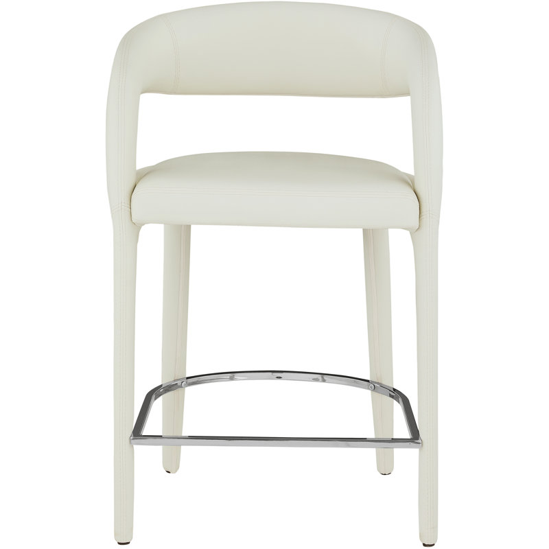Sylvester Faux Leather Counter Stool, Cream Vegan Leather